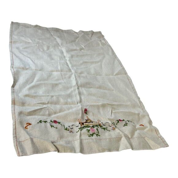 Vintage Tea Towel Cross Stitch Flour Sack Kitchen Retro Linen Cross Stitch Towel - Picture 4 of 5